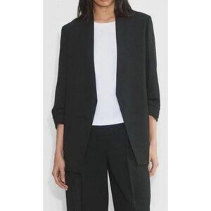 New Aritzia BABATON Black Mirror Crepe Open Front Power Blazer Jacket